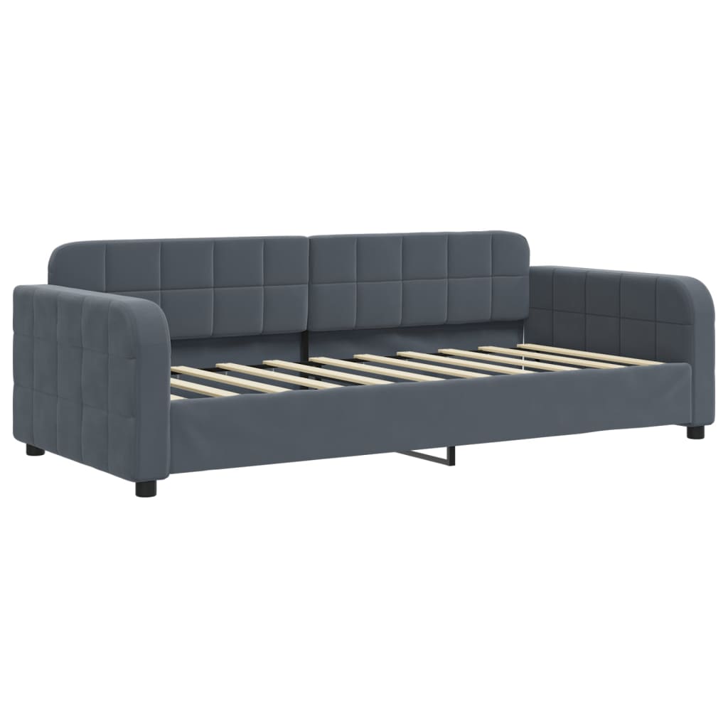Day Bed without Mattress Dark Grey 90x190 cm Single Velvet