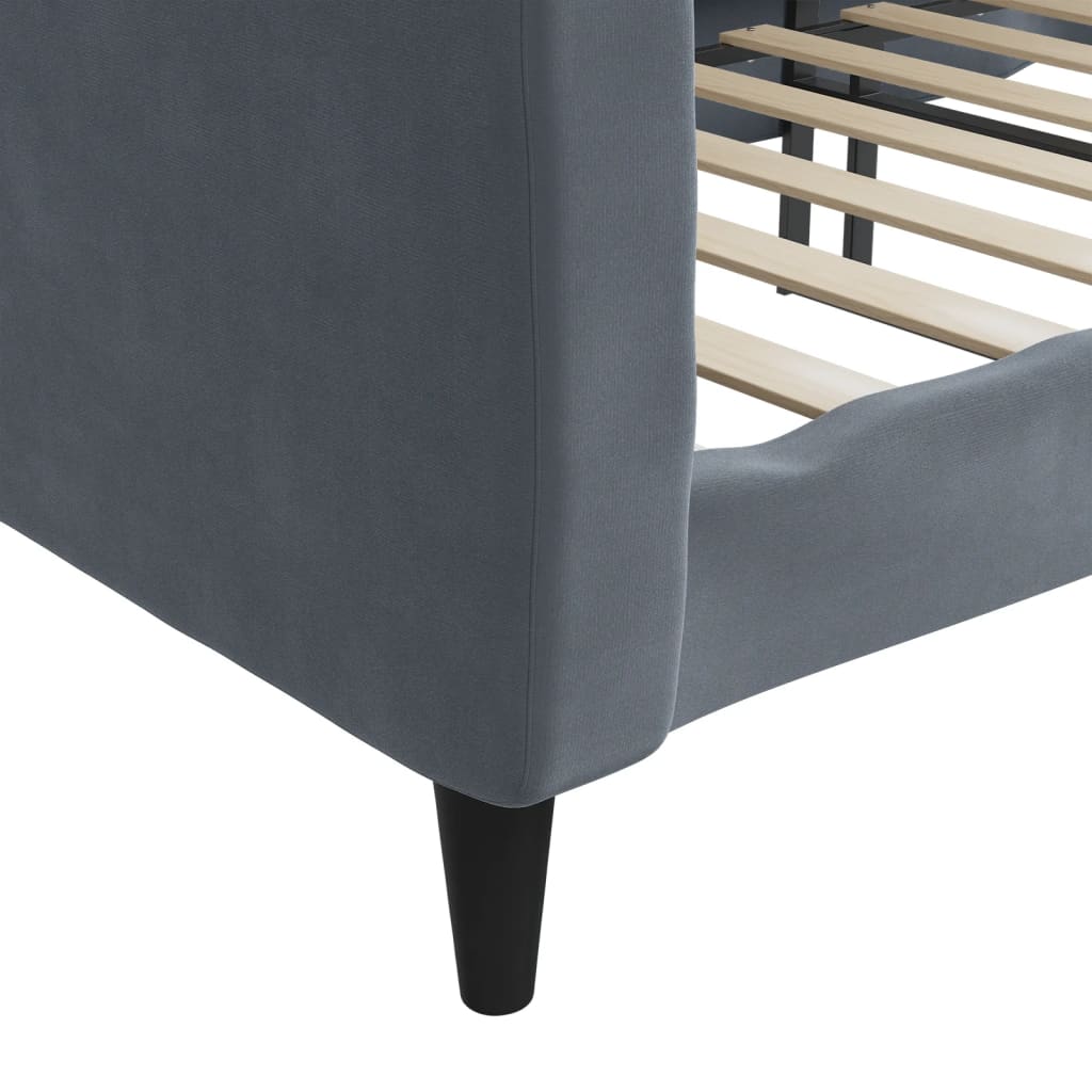 Day Bed without Mattress Dark Grey 90x190 cm Single Velvet