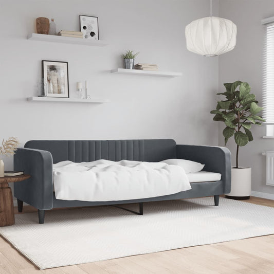 Day Bed without Mattress Dark Grey 90x190 cm Single Velvet