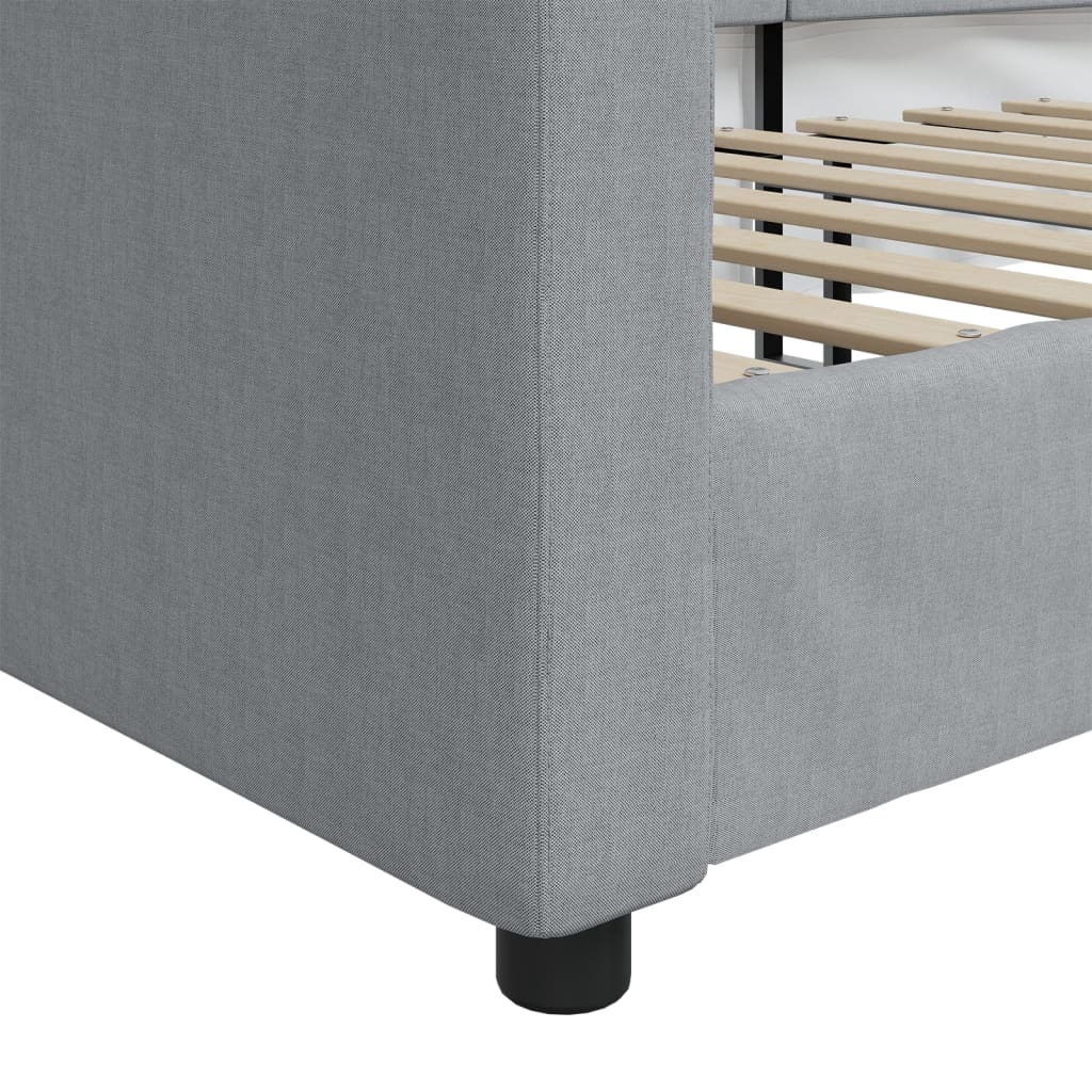 Day Bed without Mattress Light Grey 90x190 cm Single Fabric