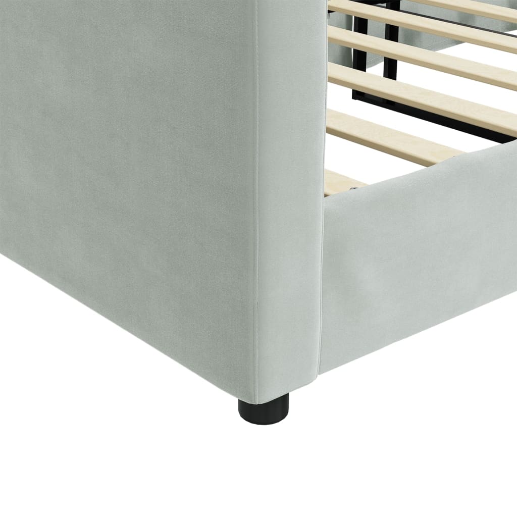Day Bed without Mattress Light Grey 90x190 cm Single Velvet