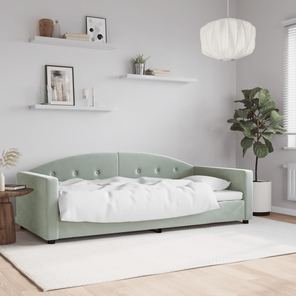 Day Bed without Mattress Light Grey 90x190 cm Single Velvet