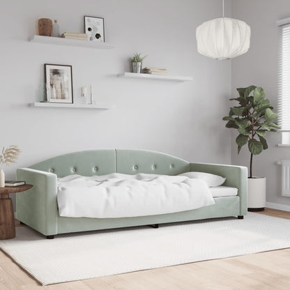 Day Bed without Mattress Light Grey 90x190 cm Single Velvet