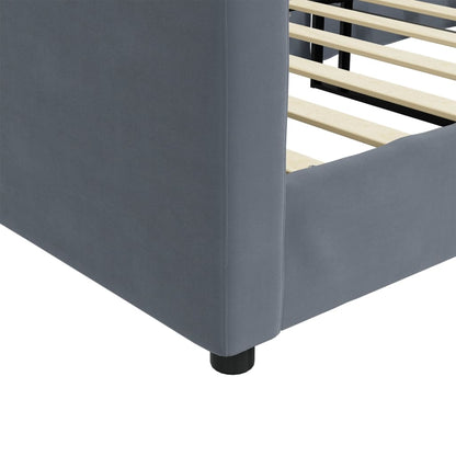 Day Bed without Mattress Dark Grey 90x190 cm Single Velvet