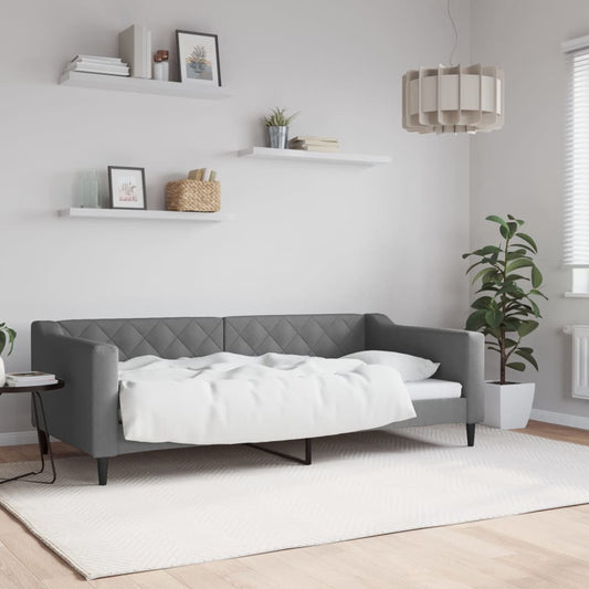 Day Bed without Mattress Dark Grey 90x190 cm Single Fabric