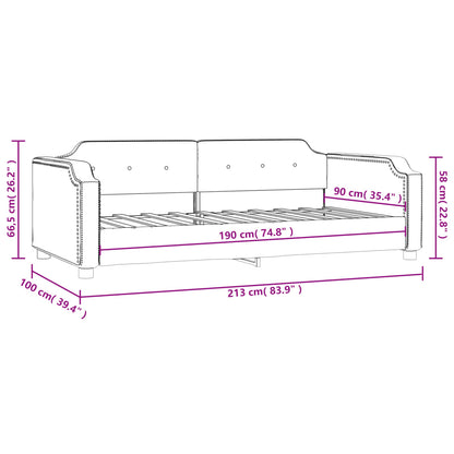 Day Bed without Mattress Light Grey 90x190 cm Single Fabric