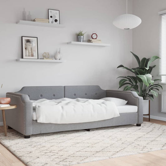 Day Bed without Mattress Light Grey 90x190 cm Single Fabric