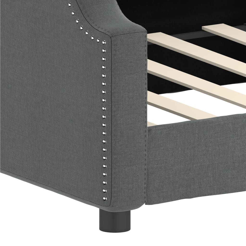 Day Bed without Mattress Dark Grey 90x190 cm Single Fabric