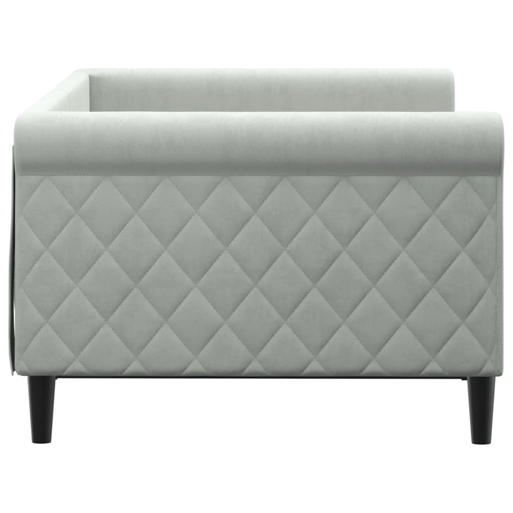 Day Bed without Mattress Light Grey 90x190 cm Single Velvet