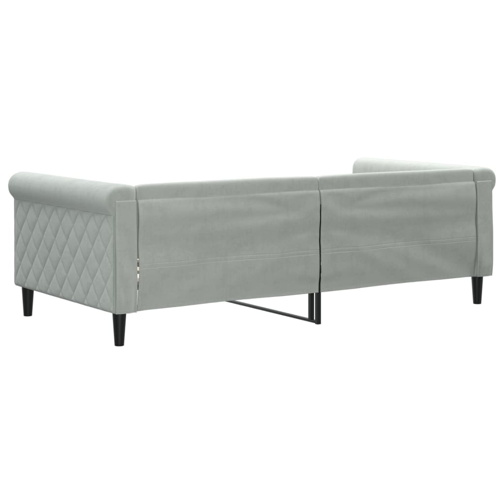 Day Bed without Mattress Light Grey 90x190 cm Single Velvet