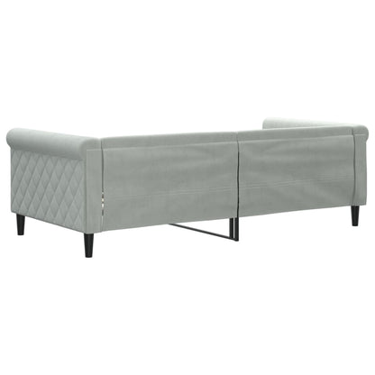 Day Bed without Mattress Light Grey 90x190 cm Single Velvet