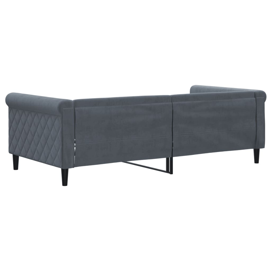 Day Bed without Mattress Dark Grey 90x190 cm Single Velvet
