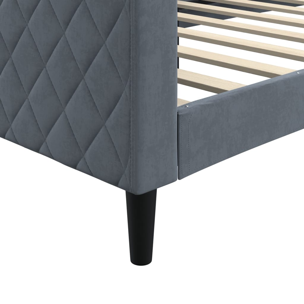 Day Bed without Mattress Dark Grey 90x190 cm Single Velvet