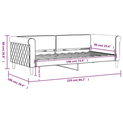 Day Bed without Mattress Dark Grey 90x190 cm Single Velvet