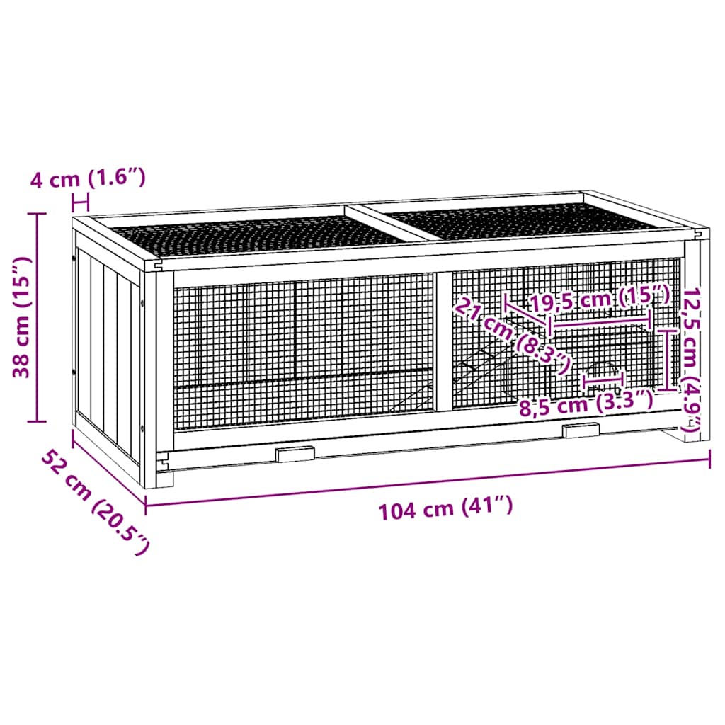 Hamster Cage 104x52x38 cm Solid Wood Fir