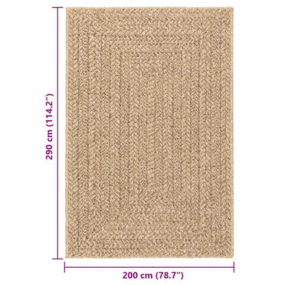 Rug ZIZUR 200x290 cm Jute Look Indoor and Outdoor