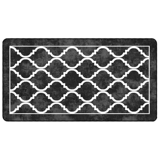 Rug Washable Black and White 80x150 cm