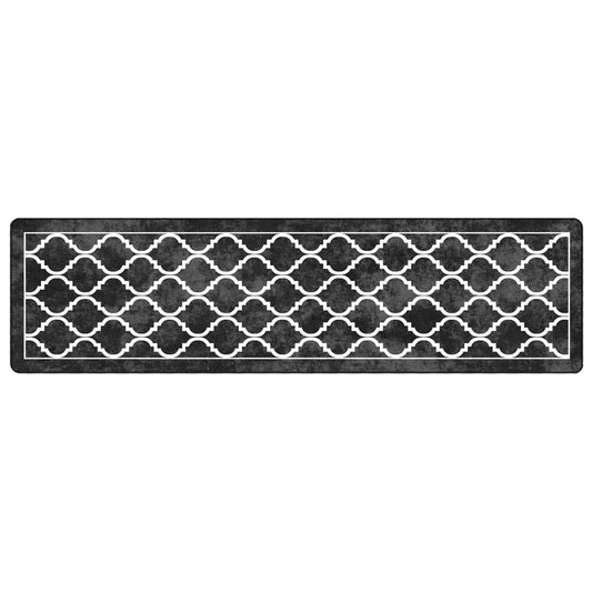 Rug Washable Black and White 80x300 cm