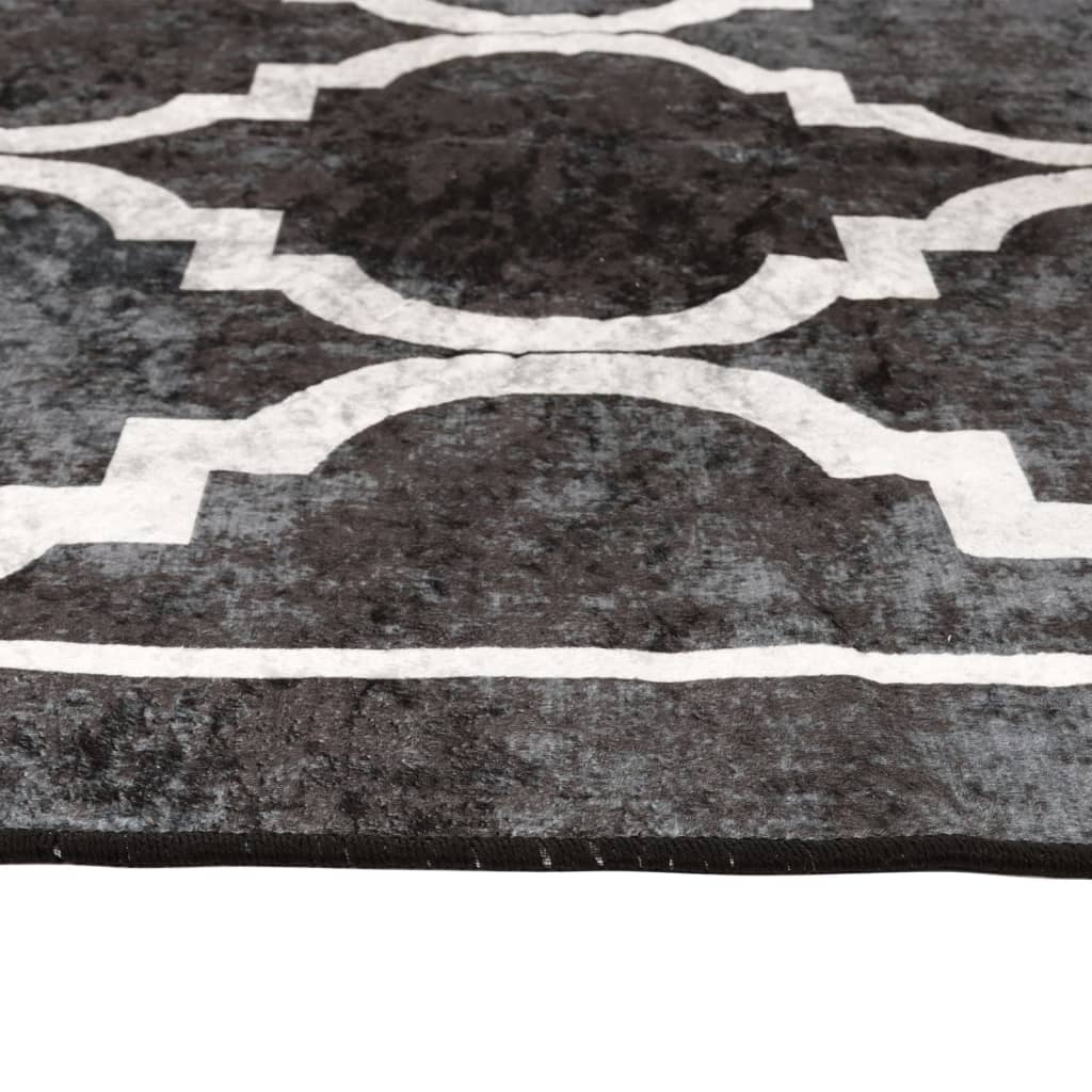 Rug Washable Black and White 80x300 cm
