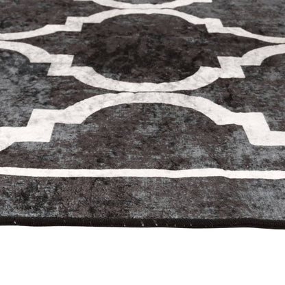 Rug Washable Black and White 80x300 cm