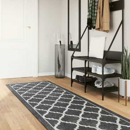 Rug Washable Black and White 80x300 cm
