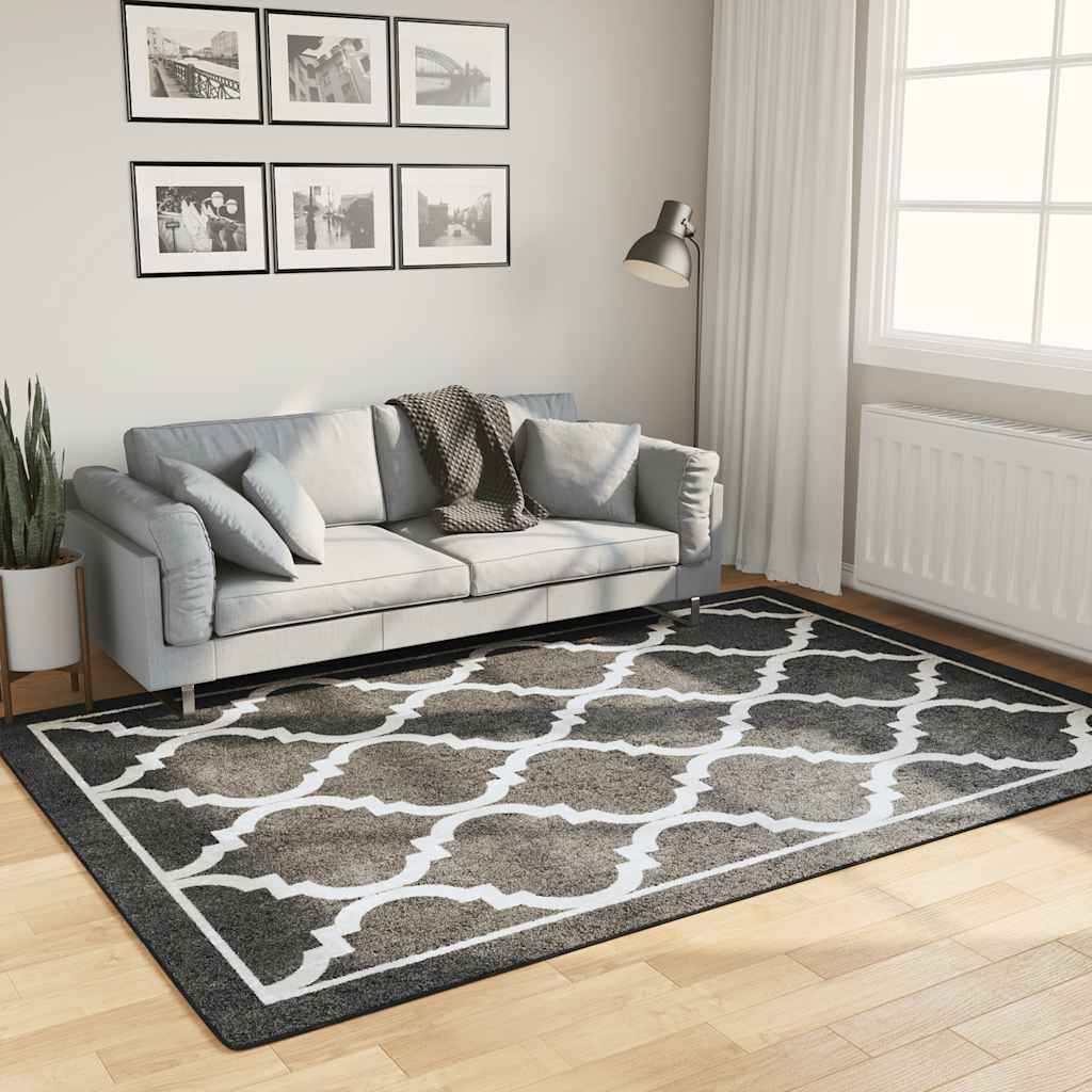 Rug Washable Black and White 160x230 cm