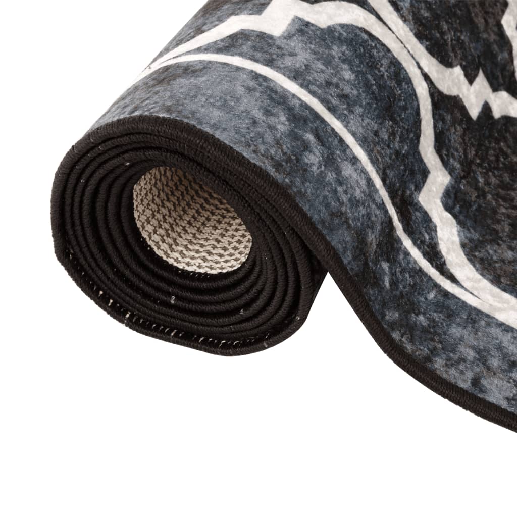 Rug Washable Black and White 190x300 cm