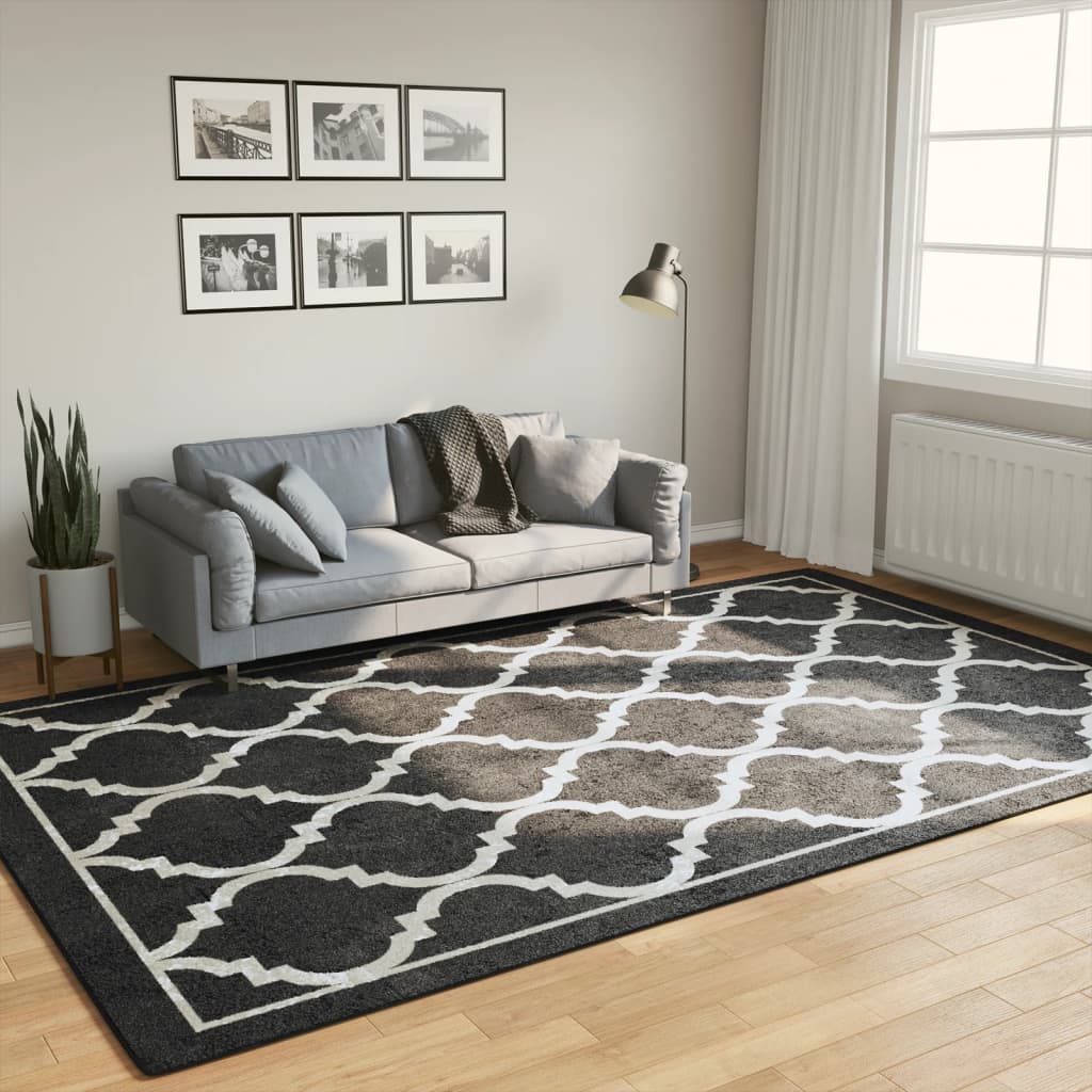 Rug Washable Black and White 190x300 cm