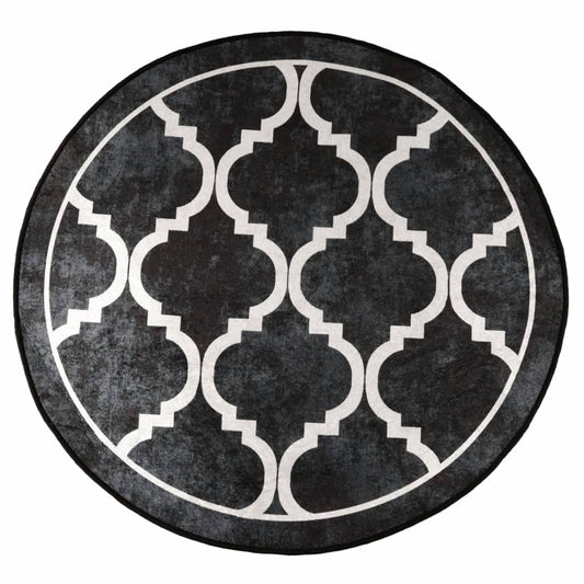 Rug Washable Black and White Ø 120 cm