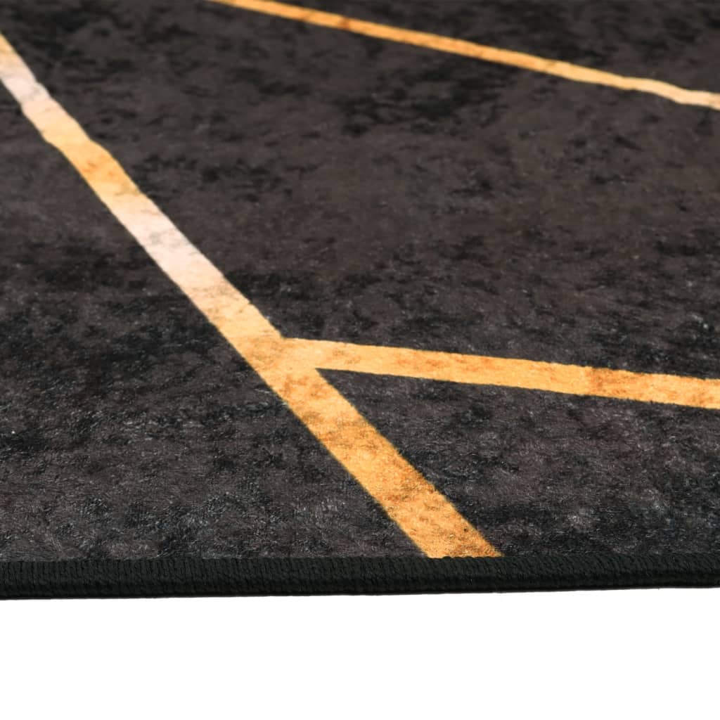 Rug Washable Black and Gold 80x150 cm