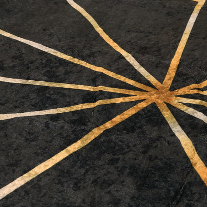 Rug Washable Black and Gold 160x230 cm Anti Slip