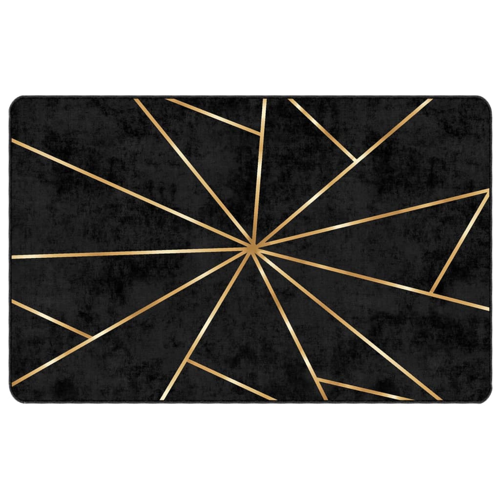 Rug Washable Black and Gold 190x300 cm