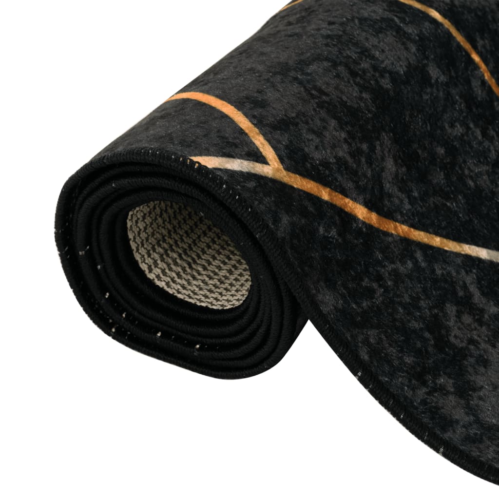 Rug Washable Black and Gold 190x300 cm