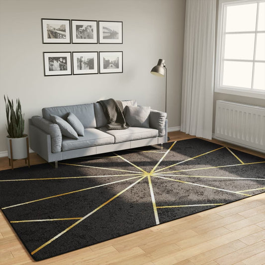 Rug Washable Black and Gold 190x300 cm
