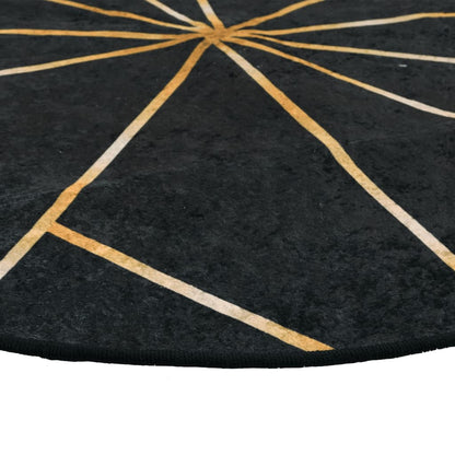 Rug Washable Black and Gold Ø 120 cm