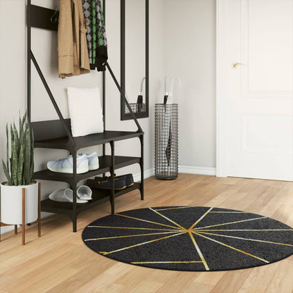 Rug Washable Black and Gold Ø 120 cm
