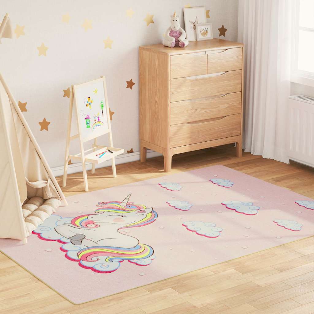 Kids' Rug Pink 160x230 cm Unicorn Washable