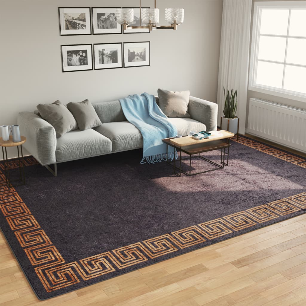 Rug Washable Black and Gold 400x300 cm