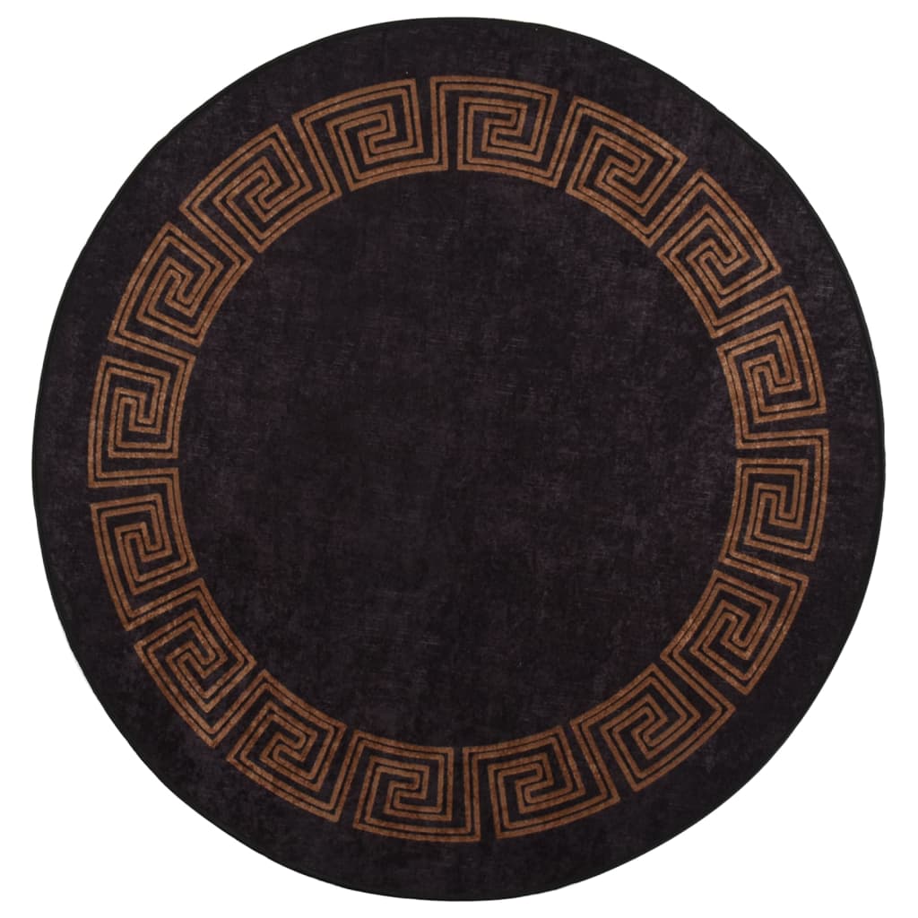 Rug Washable Black and Gold Ø 200 cm