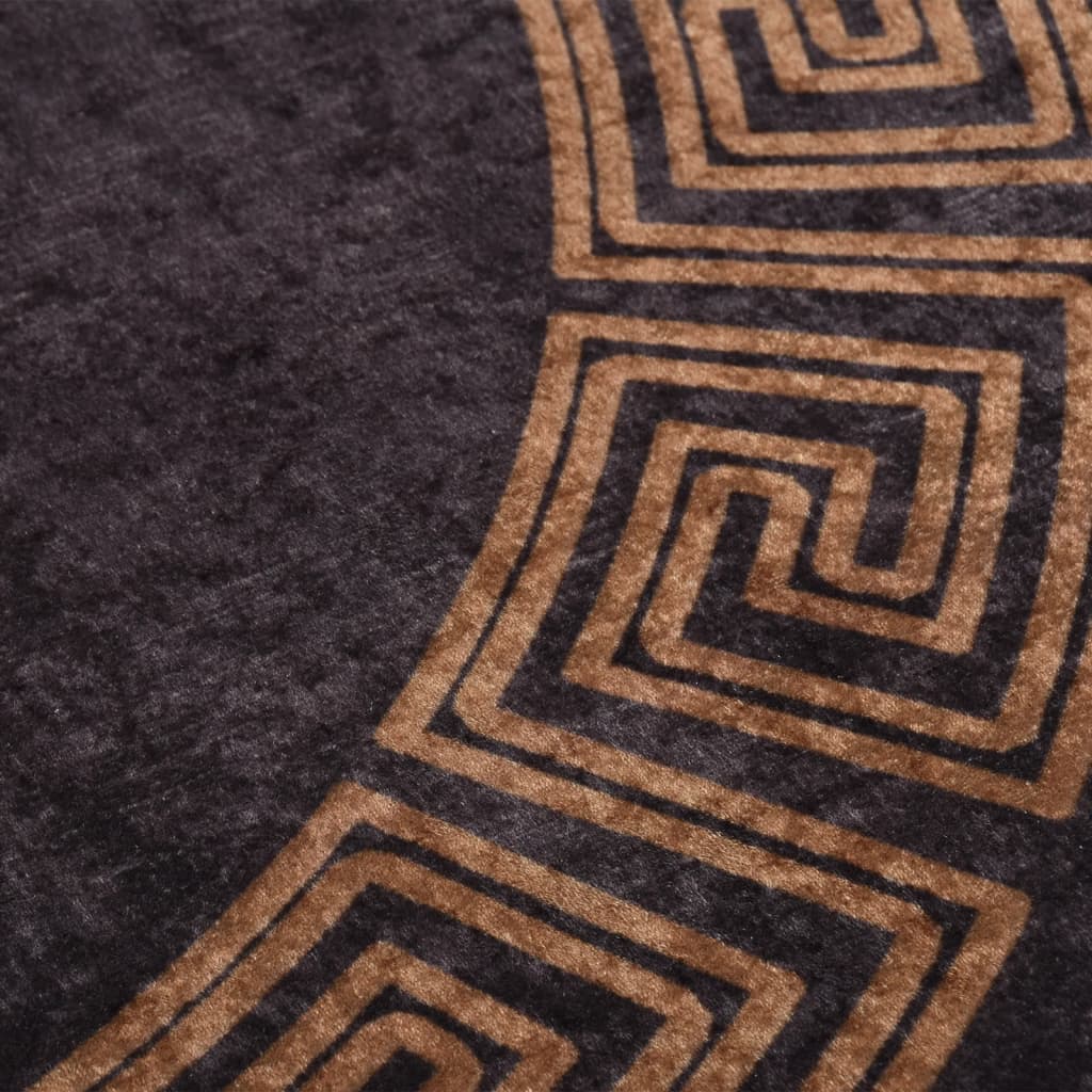Rug Washable Black and Gold Ø 200 cm