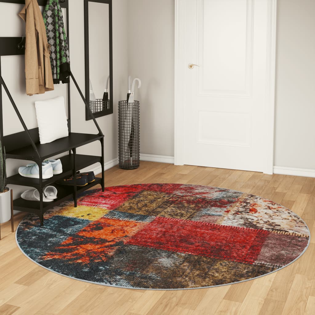 Rug Washable Multicolour Ø 200 cm Anti Slip