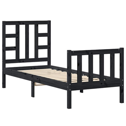 Bed Frame without Mattress Black Small Single Solid Wood Pine