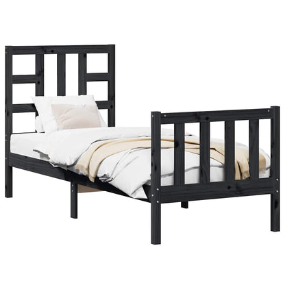 Bed Frame without Mattress Black Small Single Solid Wood Pine