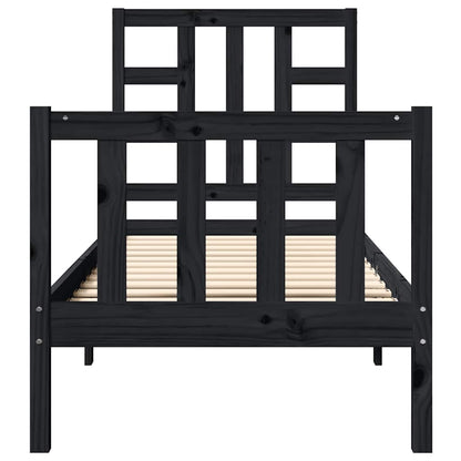 Bed Frame without Mattress Black Small Single Solid Wood Pine