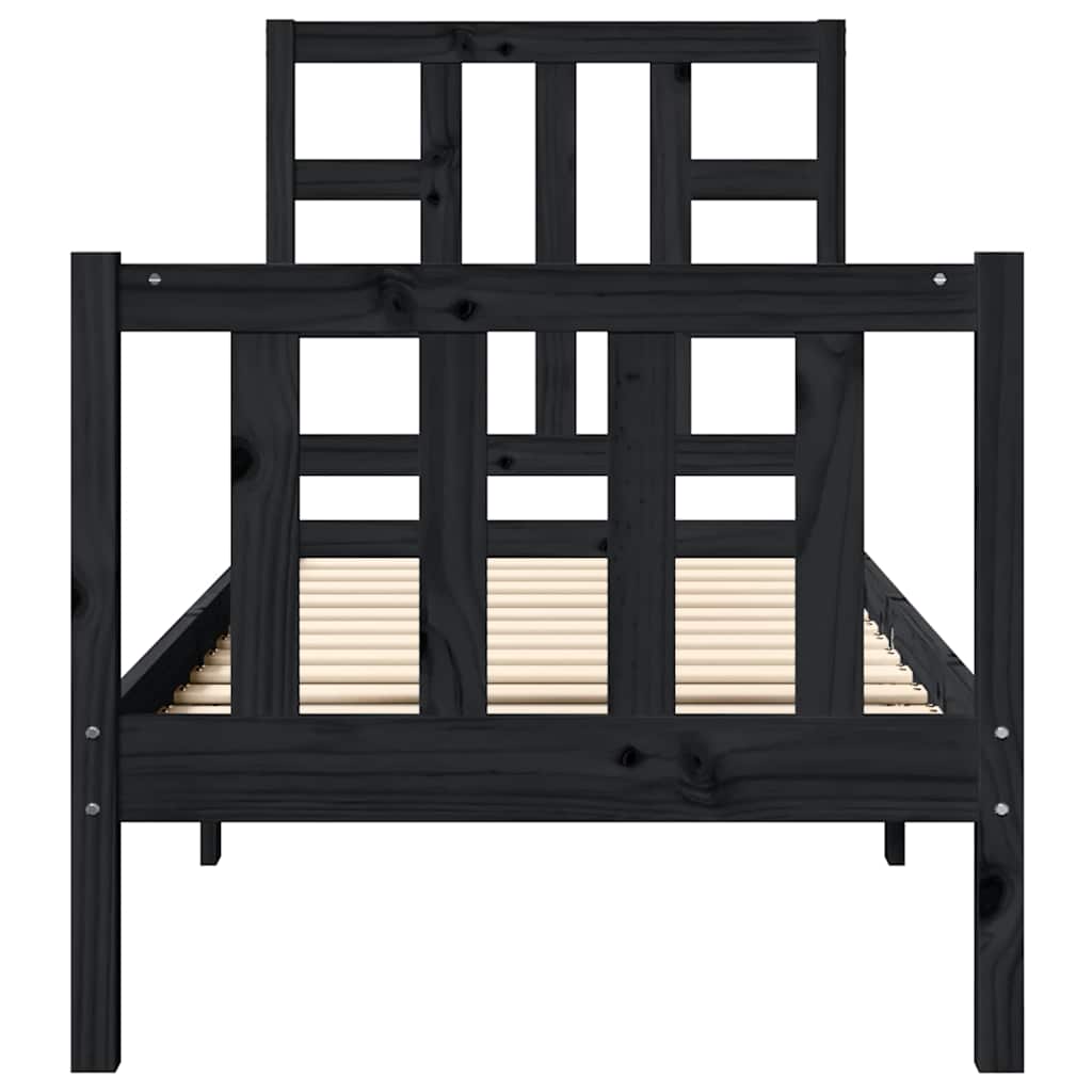 Bed Frame without Mattress Black Small Single Solid Wood Pine