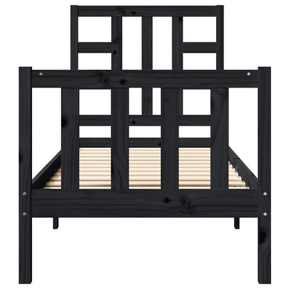 Bed Frame without Mattress Black Small Single Solid Wood Pine