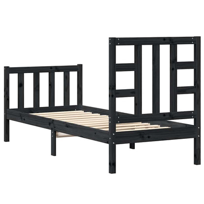 Bed Frame without Mattress Black Small Single Solid Wood Pine