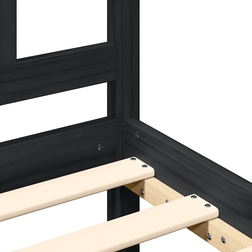 Bed Frame without Mattress Black Small Single Solid Wood Pine