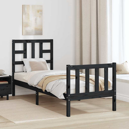 Bed Frame without Mattress Black Small Single Solid Wood Pine