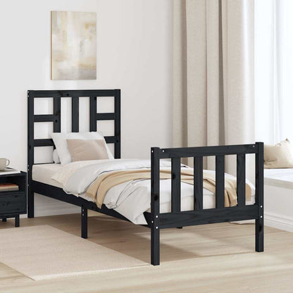 Bed Frame without Mattress Black Small Single Solid Wood Pine